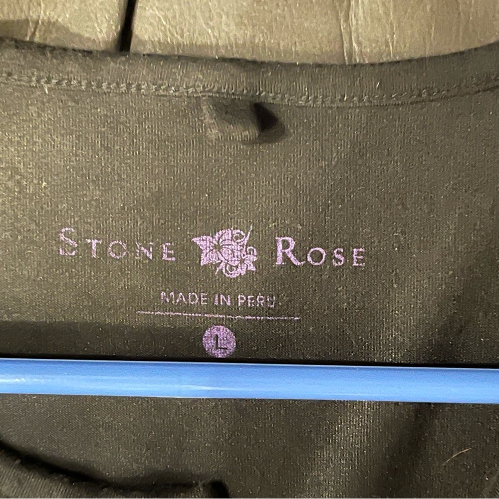 Stone rose soft short sleeve Henley Black